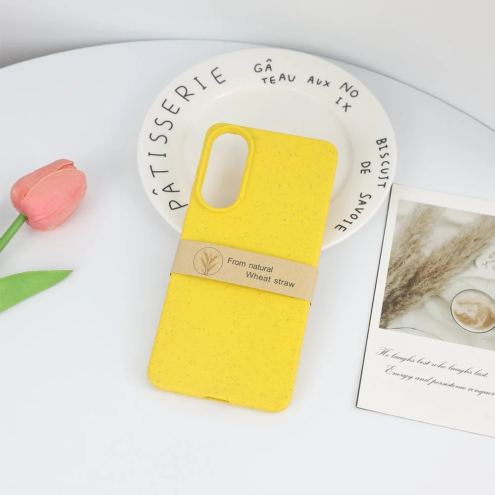 For Samsung Galaxy S25 Edge Case Biodegradable Wheat Straw + TPU Matte Phone Cover - Yellow - 2