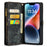 CASEME 008 Series for iPhone 14 Plus PU Leather Detachable Magnetic Handbag Phone Case Multi-Functional Zipper Pocket Wallet Stand Cover with Strap - Black - 2