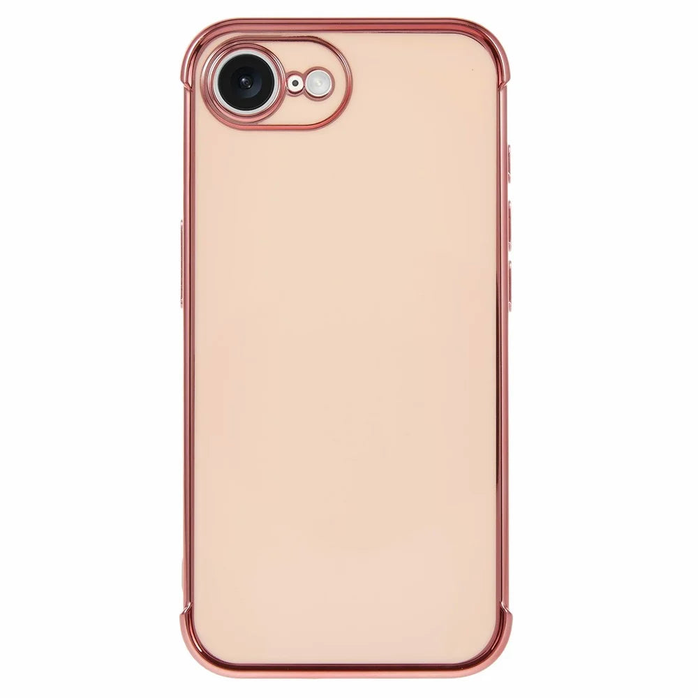 For iPhone 17e / 16e Case Electroplated Frame TPU Soft Phone Cover - Pink - 1