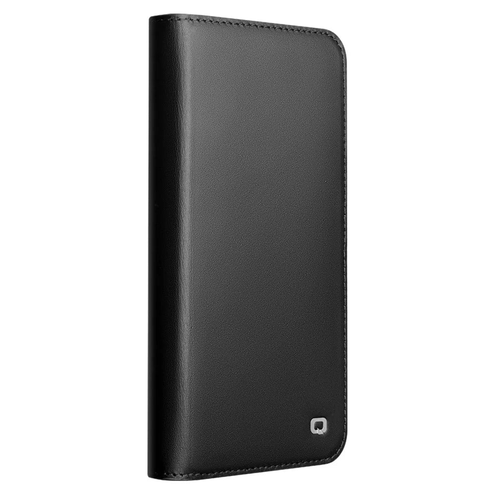 QIALINO For Samsung Galaxy S25 Edge Wallet Case Stand Genuine Cow Leather Flip Phone Cover - Black - 4