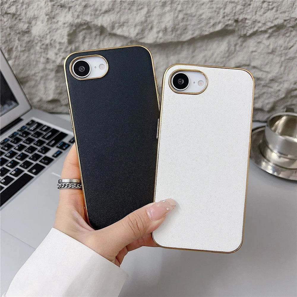 For iPhone 17e / 16e Case Nappa Texture PC + PU + TPU Phone Back Cover - Brown - 5
