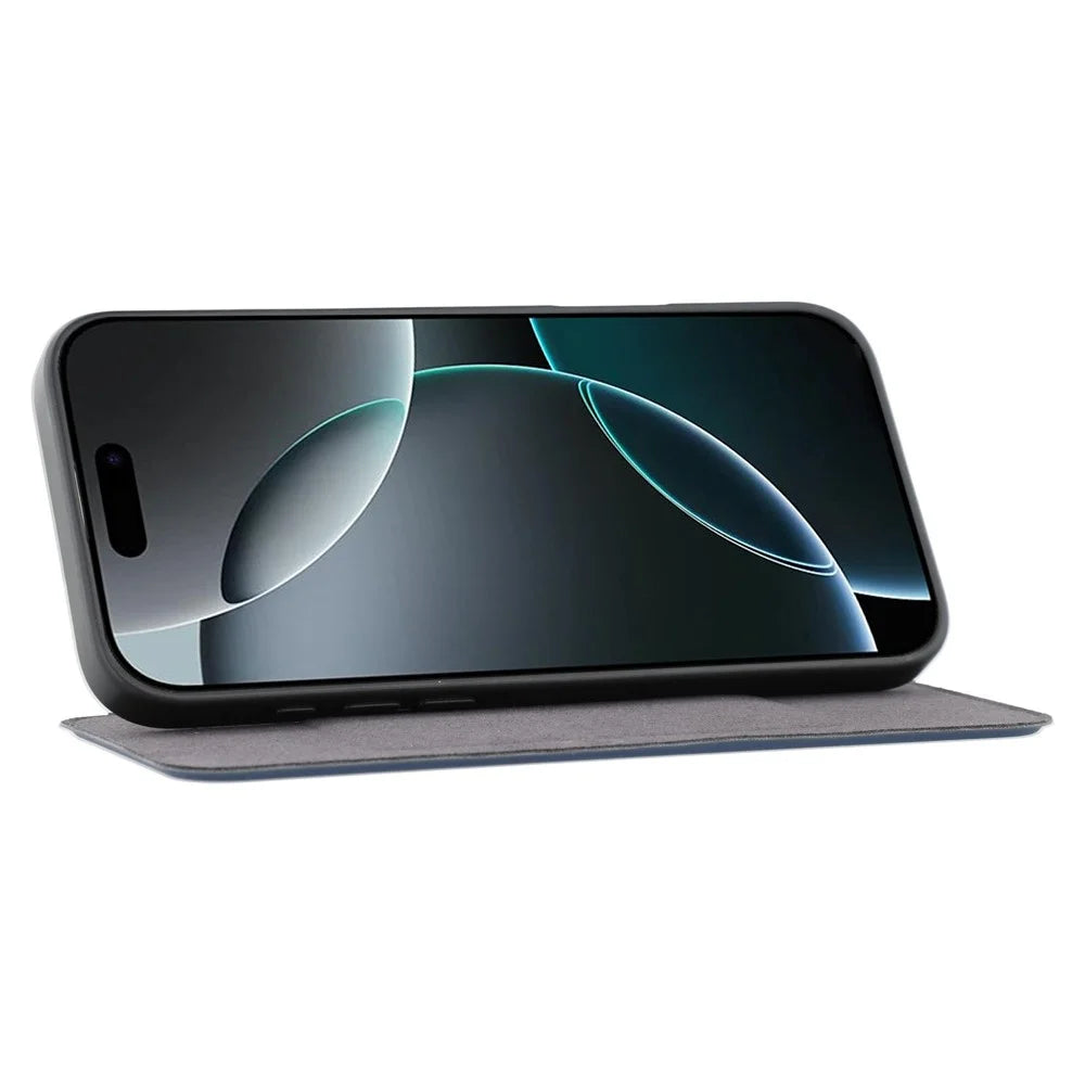 X-LEVEL For iPhone 16 Pro Magnetic Case Leather Flip Stand Phone Cover with Card Holder Detachable Design - Black - 3