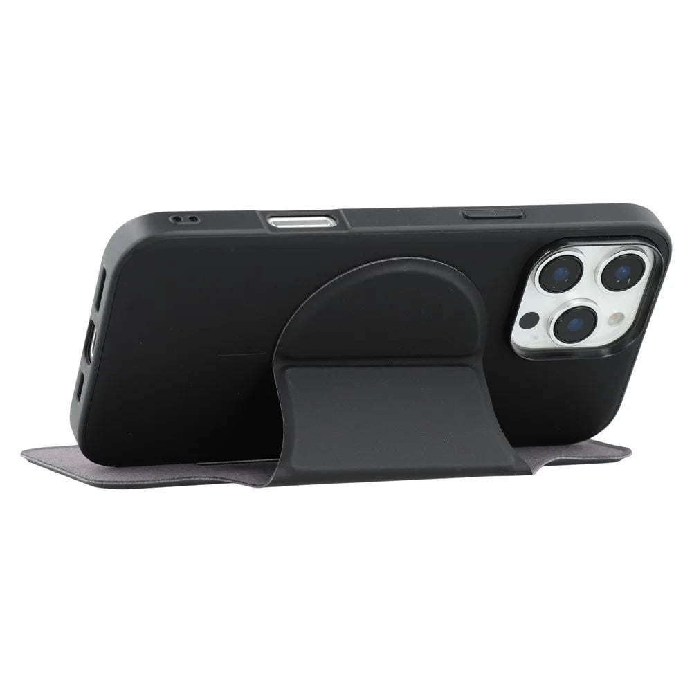 X-LEVEL For iPhone 16 Pro Magnetic Case Leather Flip Stand Phone Cover with Card Holder Detachable Design - Black - 4