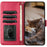 For Samsung Galaxy A56 5G Case with Wrist Strap Leather Phone Cover Wall Cats Pattern - Red - 3