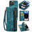 CASEME 008 Series for iPhone 14 Pro Max Multi-Functional Detachable Magnetic Phone Case PU Leather Stand Zipper Pocket Wallet Cover with Strap - Blue - 1