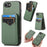 For iPhone 17e / 16e Magnetic Case Carbon Fiber Texture Back Cover with Detachable Card Holder - Green - 1