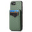 For iPhone 17e / 16e Magnetic Case Carbon Fiber Texture Back Cover with Detachable Card Holder - Green - 2