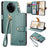 For Realme 14 Pro+ 5G Case RFID Blocking Zipper Pocket Leather Wallet Phone Cover with Strap - Green - 1