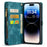 CASEME 008 Series for iPhone 14 Pro Multi-Functional PU Leather Flip Cover Detachable Magnetic Zipper Wallet Case with Stand Function - Blue - 2