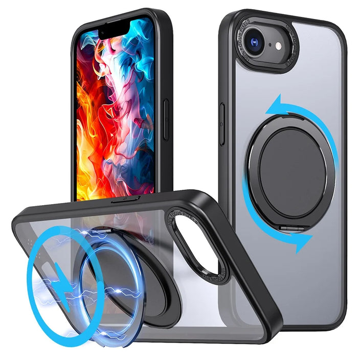 For iPhone 17e / 16e Case Compatible with MagSafe TPU + PC Kickstand Phone Cover - Black - 1