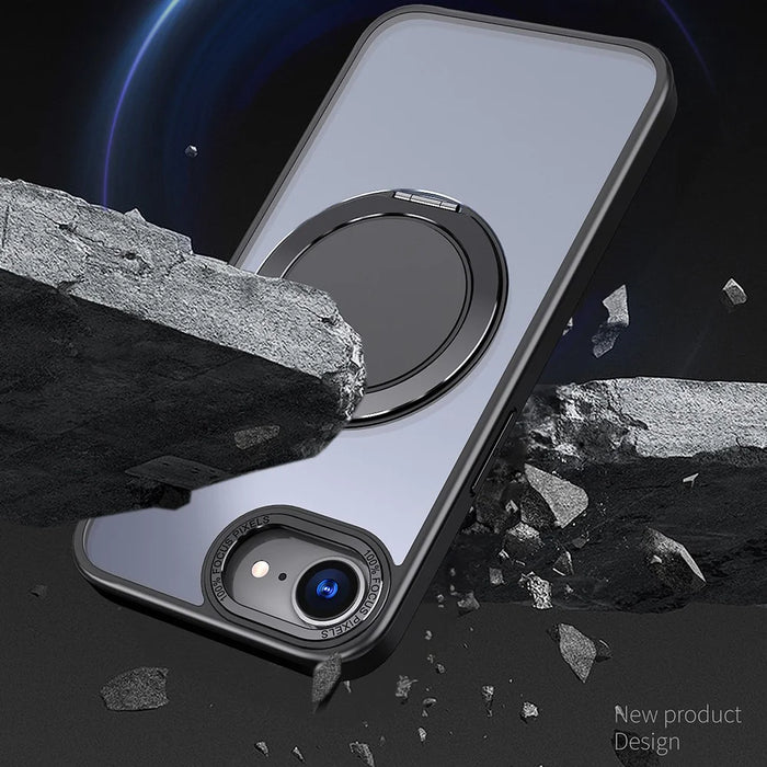 For iPhone 17e / 16e Case Compatible with MagSafe TPU + PC Kickstand Phone Cover - Black - 3