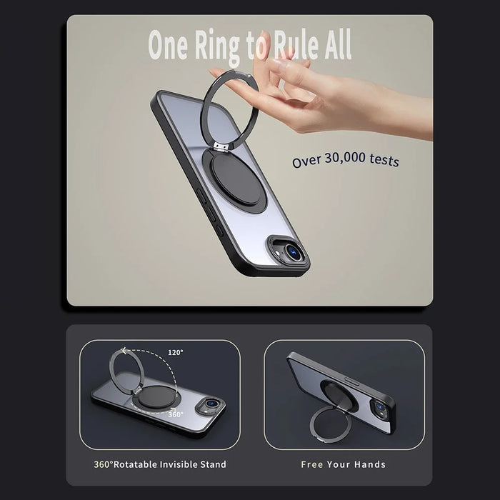 For iPhone 17e / 16e Case Compatible with MagSafe TPU + PC Kickstand Phone Cover - Black - 4