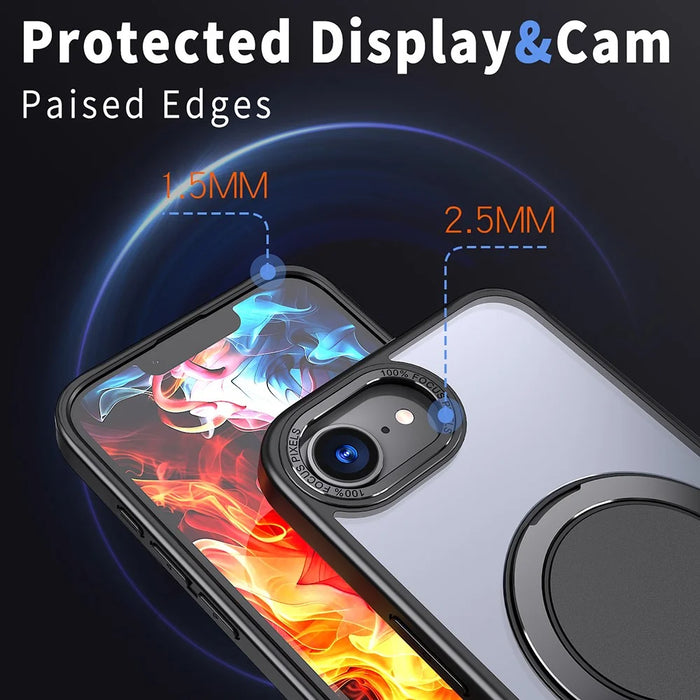 For iPhone 17e / 16e Case Compatible with MagSafe TPU + PC Kickstand Phone Cover - Black - 5