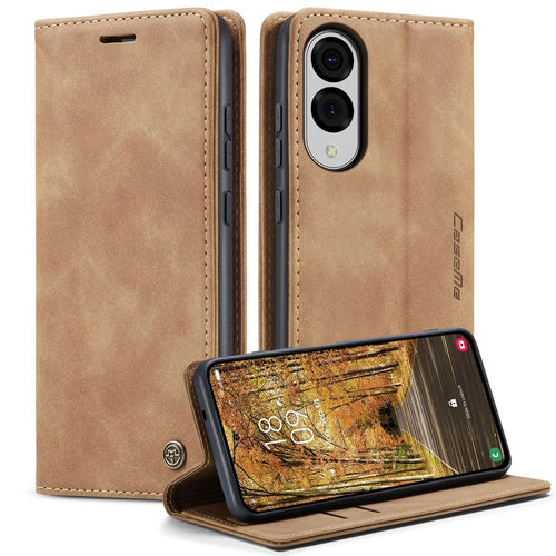 CASEME For Samsung Galaxy S25 Edge Wallet Case  013 Series PU Leather Phone Cover Stand - Brown - 1