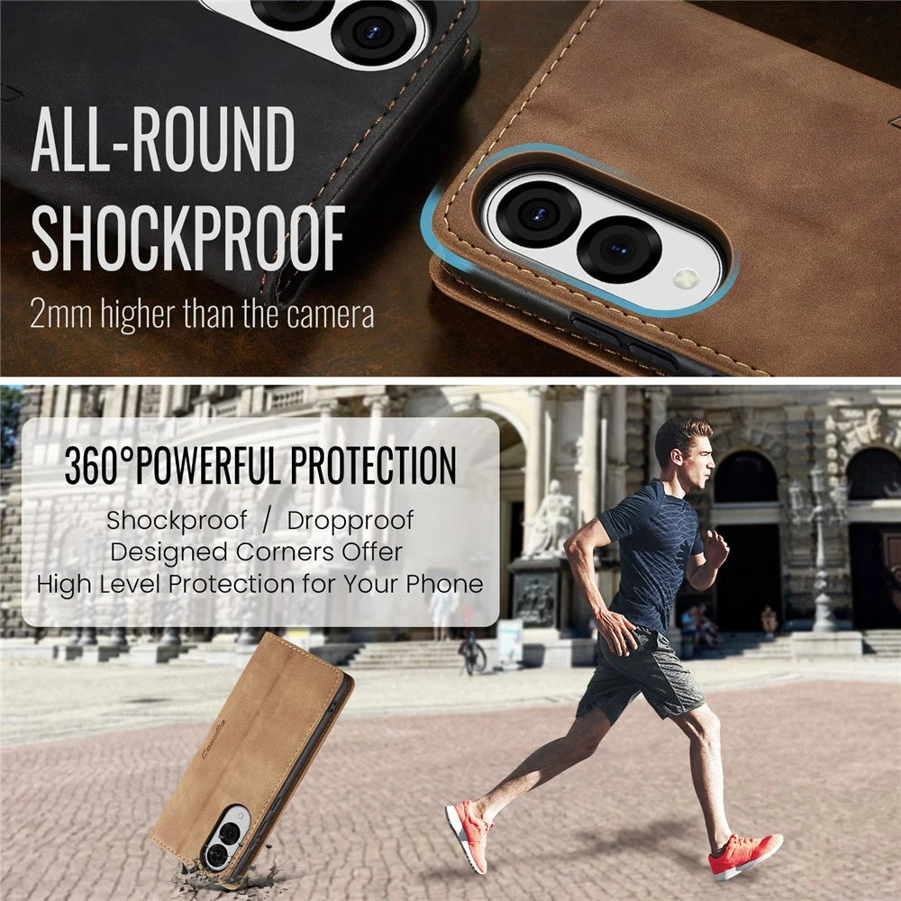 CASEME For Samsung Galaxy S25 Edge Wallet Case  013 Series PU Leather Phone Cover Stand - Brown - 6