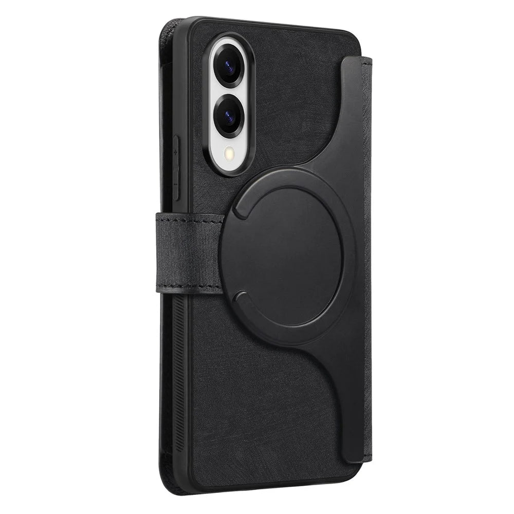 CASENEO For Samsung Galaxy S25 Edge Case  MW-02 Detachable Magnetic Leather Flip Phone Cover - Black - 2