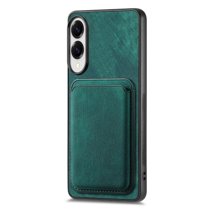 For Samsung Galaxy S25 Edge Magnetic Case Leather Back Cover with Detachable Card Holder - Green - 2