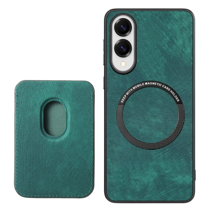 For Samsung Galaxy S25 Edge Magnetic Case Leather Back Cover with Detachable Card Holder - Green - 3