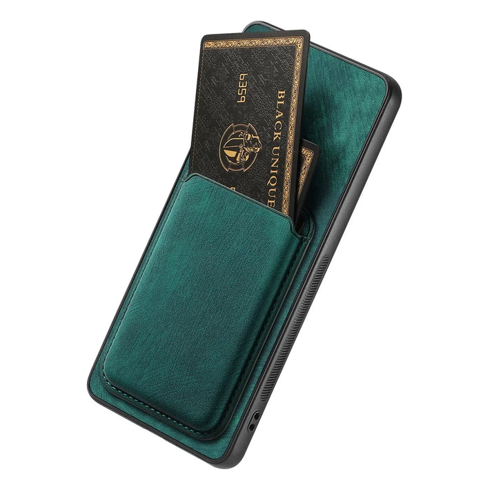 For Samsung Galaxy S25 Edge Magnetic Case Leather Back Cover with Detachable Card Holder - Green - 4