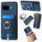 For Google Pixel 9a Magnetic Case PU Leather Back Cover with Detachable Card Holder - Blue - 1