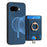 For Google Pixel 9a Magnetic Case PU Leather Back Cover with Detachable Card Holder - Blue - 5