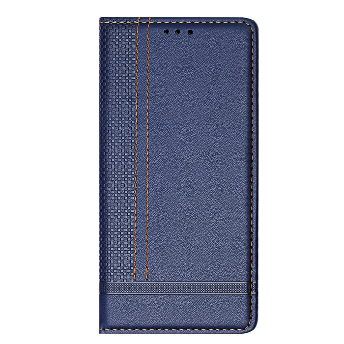 For Nothing Phone (3a) Pro Case L-Shaped Grid Pattern Leather Stand Phone Cover with Card Slots - Blue - 2