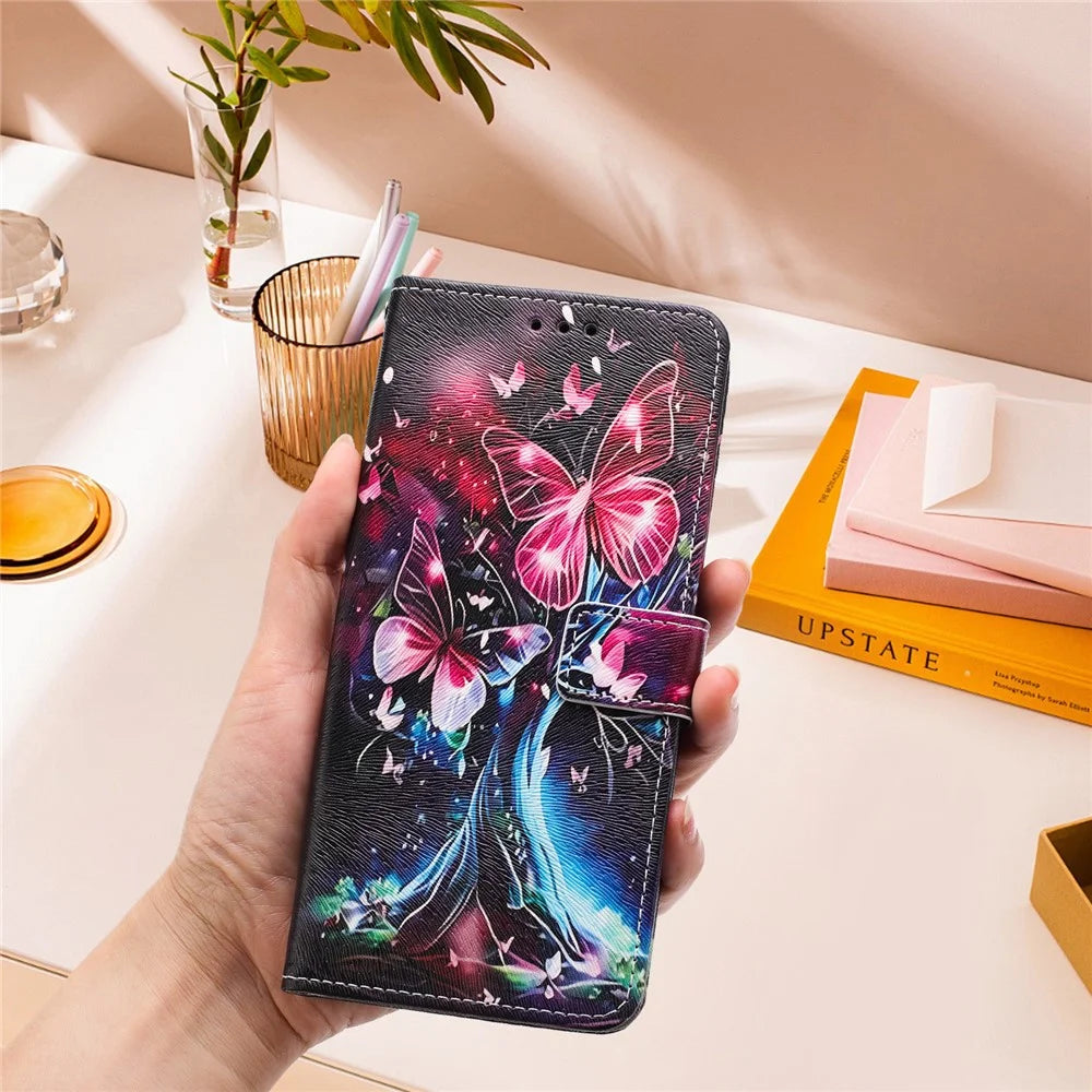 YX-2501 For Samsung Galaxy A25 5G (Global) (161.0mm) Case Pattern Printing PU Leather Wallet Phone Cover with Lanyard - Butterfly Tree - 7
