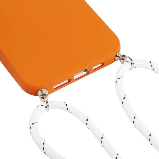 For iPhone 14 Pro 3-in-1 PC Frame + Lens Ring + TPU Back Case Mobile Phone Anti-drop Protective Cover with Long Lanyard - Orange - 2