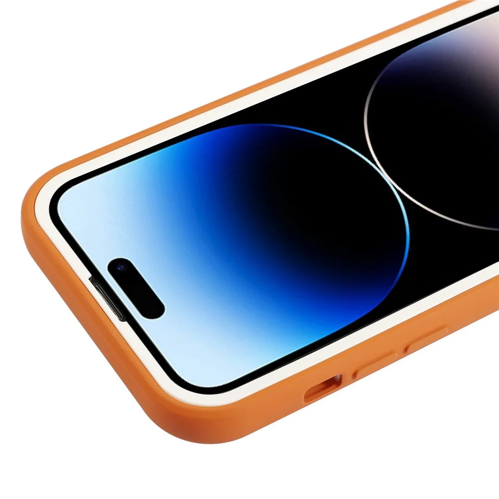 For iPhone 14 Pro 3-in-1 PC Frame + Lens Ring + TPU Back Case Mobile Phone Anti-drop Protective Cover with Long Lanyard - Orange - 3