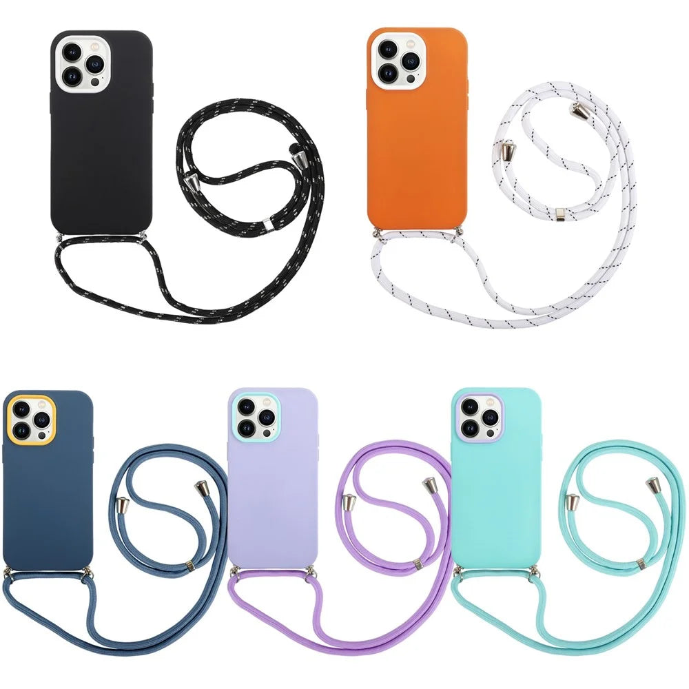 For iPhone 14 Pro 3-in-1 PC Frame + Lens Ring + TPU Back Case Mobile Phone Anti-drop Protective Cover with Long Lanyard - Orange - 7