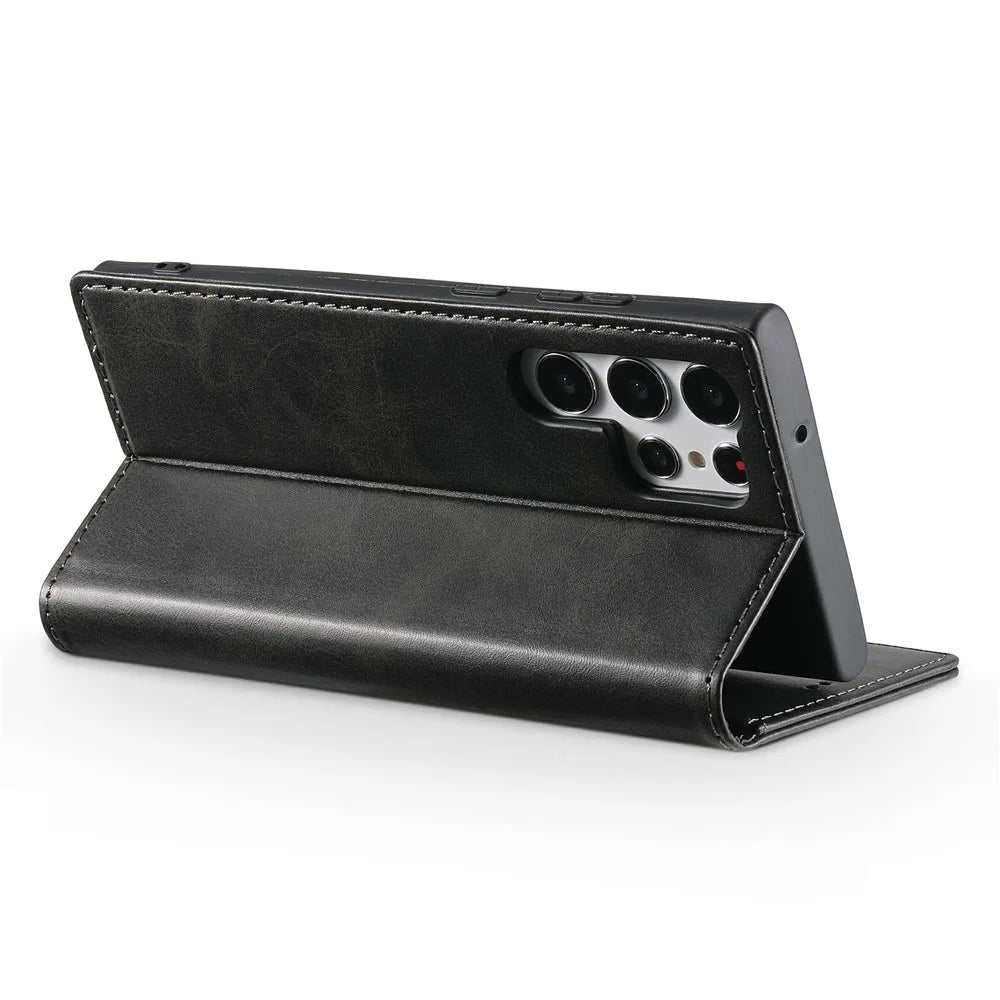 SUTENI For Samsung Galaxy S25 Ultra Case PU Leather Wallet Stand Magnetic Closing Phone Cover - Black - 3