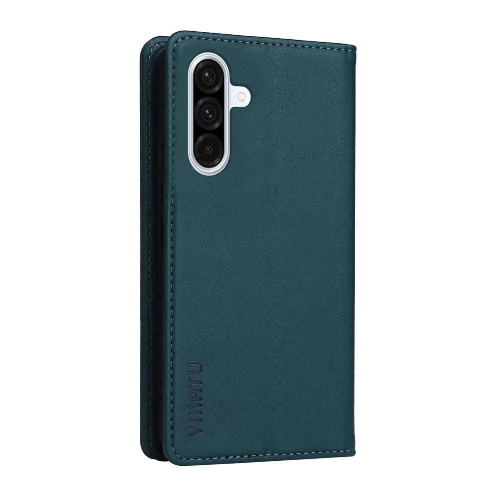 YIKATU For Samsung Galaxy A56 5G Phone Cases  Magnetic Closure PU Leather Mobile Cover  - Green - 6