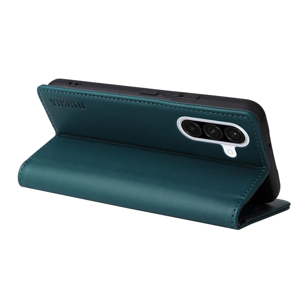 YIKATU For Samsung Galaxy A56 5G Phone Cases  Magnetic Closure PU Leather Mobile Cover  - Green - 7