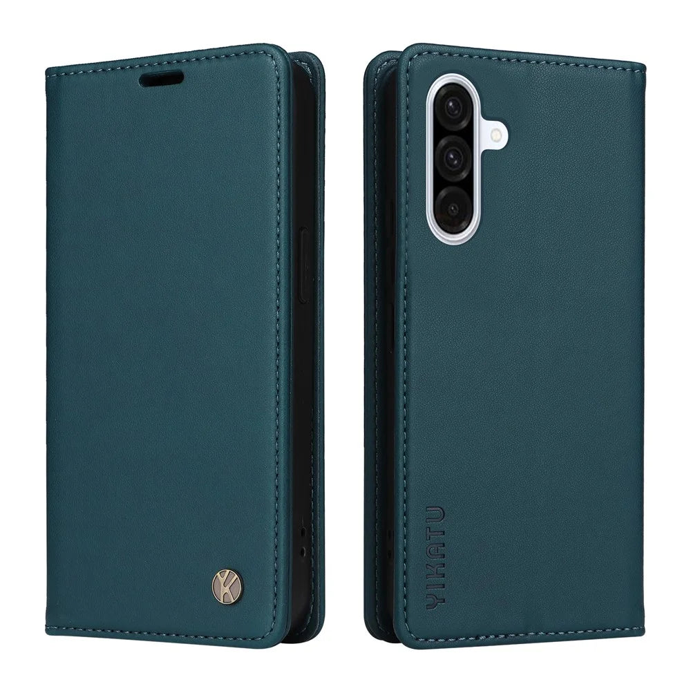 YIKATU For Samsung Galaxy A36 5G Phone Cases  Magnetic Closure PU Leather Mobile Cover  - Green - 1