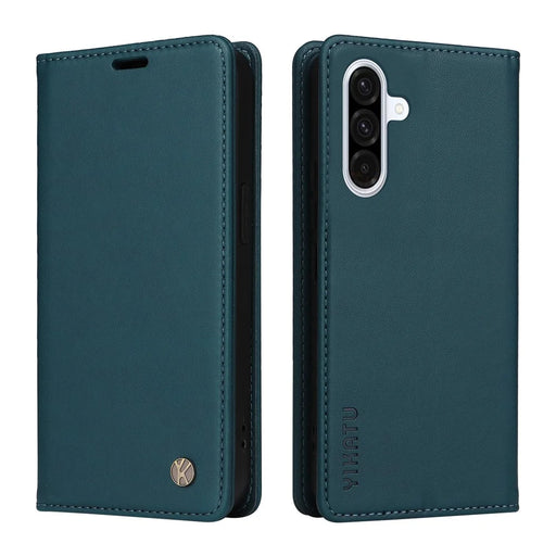 YIKATU For Samsung Galaxy A36 5G Phone Cases  Magnetic Closure PU Leather Mobile Cover  - Green - 1