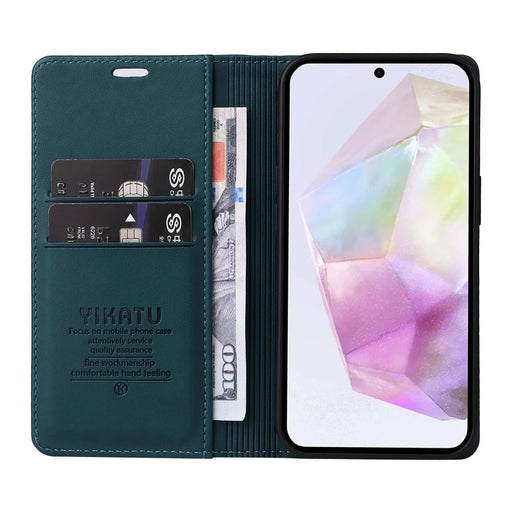 YIKATU For Samsung Galaxy A36 5G Phone Cases  Magnetic Closure PU Leather Mobile Cover  - Green - 2