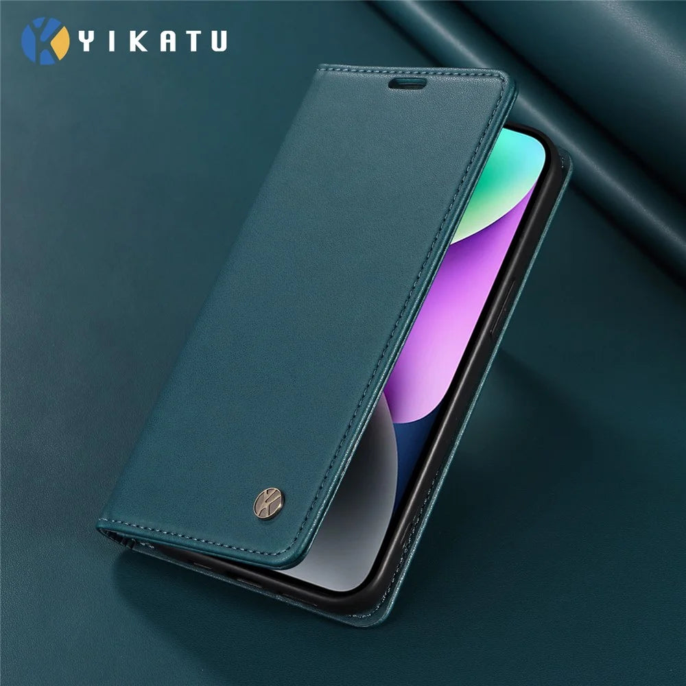 YIKATU For Samsung Galaxy A36 5G Phone Cases  Magnetic Closure PU Leather Mobile Cover  - Green - 5