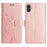 For Samsung Galaxy A25e Leather Wallet Case Butterfly Flower Imprinted Phone Cover with Strap - Rose Gold - 1