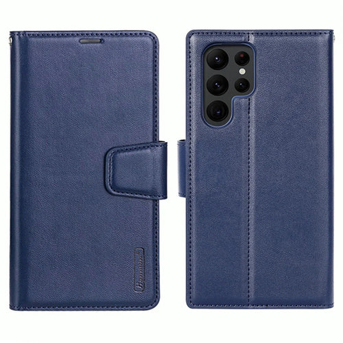 HANMAN Mill Series for Samsung Galaxy S25 Ultra Case Wallet Stand PU Leather Phone Cover - Sapphire - 1