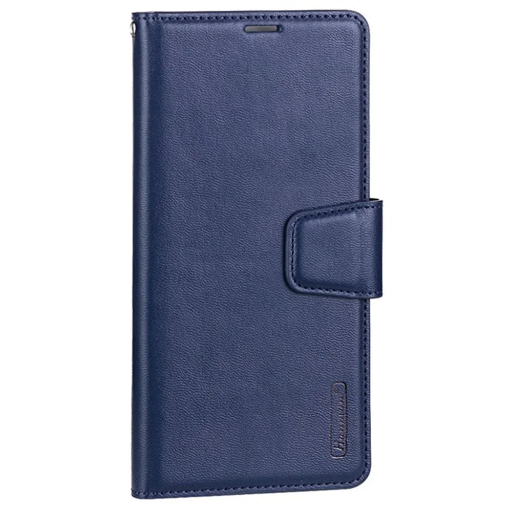 HANMAN Mill Series for Samsung Galaxy S25 Ultra Case Wallet Stand PU Leather Phone Cover - Sapphire - 4