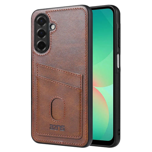 AZNS K1 Series For Samsung Galaxy A26 5G Case Calf Texture Anti-Drop PU+TPU Phone Cover with 2 Card Slot - Coffee - 1