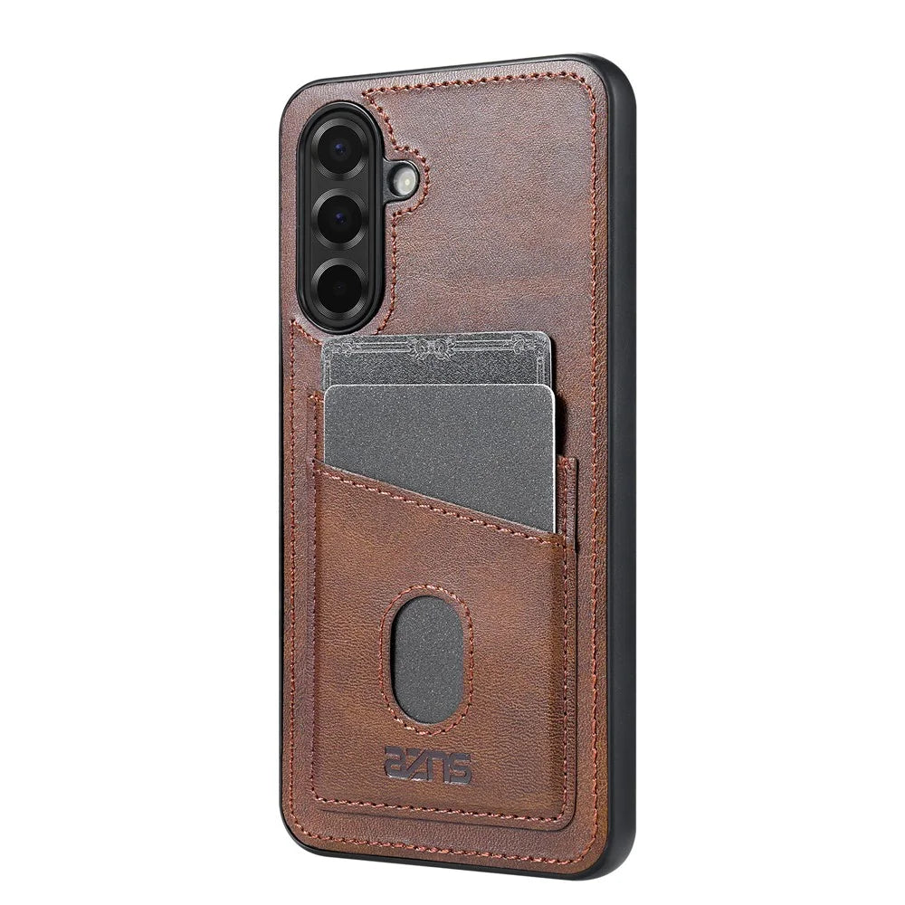 AZNS K1 Series For Samsung Galaxy A26 5G Case Calf Texture Anti-Drop PU+TPU Phone Cover with 2 Card Slot - Coffee - 3