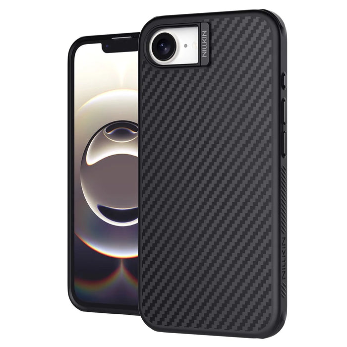 NILLKIN For iPhone 17e / 16e Magnetic Case Carbon Fiber Texture TPU + PC Shockproof Phone Cover - Black - 1