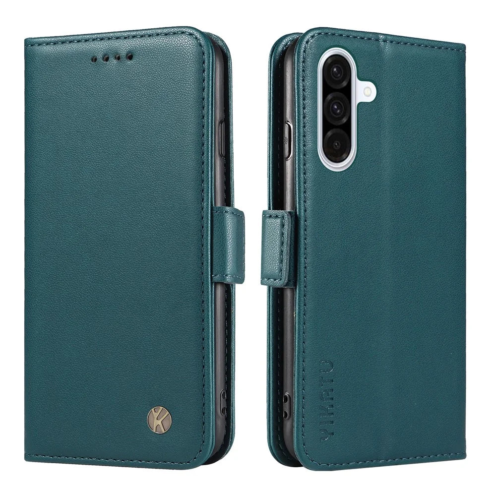 YIKATU For Samsung Galaxy A36 5G Wallet Phone Case  YK-003 Leather Stand Cover - Green - 1