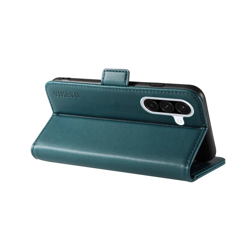 YIKATU For Samsung Galaxy A36 5G Wallet Phone Case  YK-003 Leather Stand Cover - Green - 6