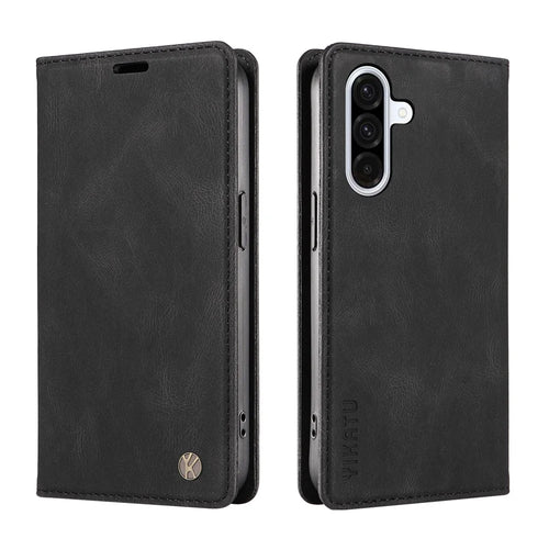 YIKATU For Samsung Galaxy A36 5G Leather Cover  YK-004 Skin-Touch Wallet Phone Cases - Black - 1