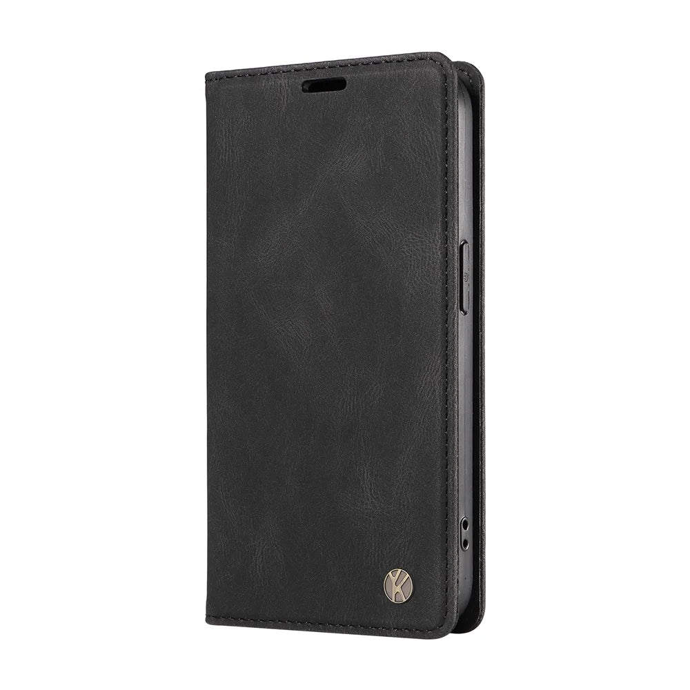 YIKATU For Samsung Galaxy A36 5G Leather Cover  YK-004 Skin-Touch Wallet Phone Cases - Black - 5