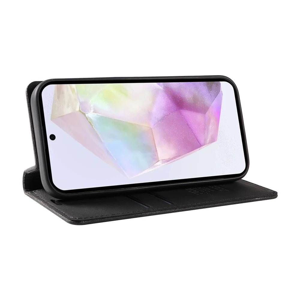 YIKATU For Samsung Galaxy A36 5G Leather Cover  YK-004 Skin-Touch Wallet Phone Cases - Black - 7