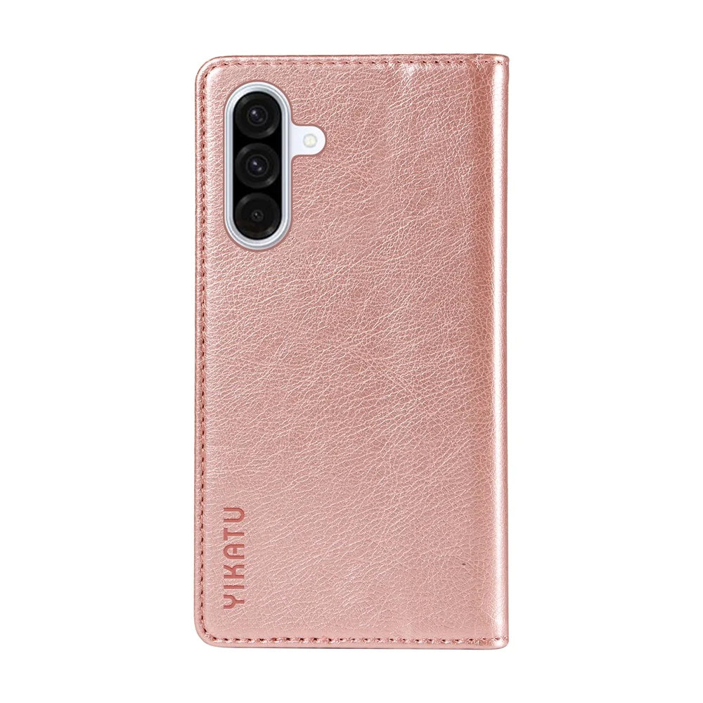 YIKATU For Samsung Galaxy A56 5G / M56 5G Wallet Case  YK-006 Magnetic Closure Leather Phone Cover Litchi Texture - Rose Gold - 7