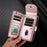 For Samsung Galaxy S25 Edge Case with Multi-Card Holder and Strap PU Leather Phone Cover Stand - Rose Gold - 6